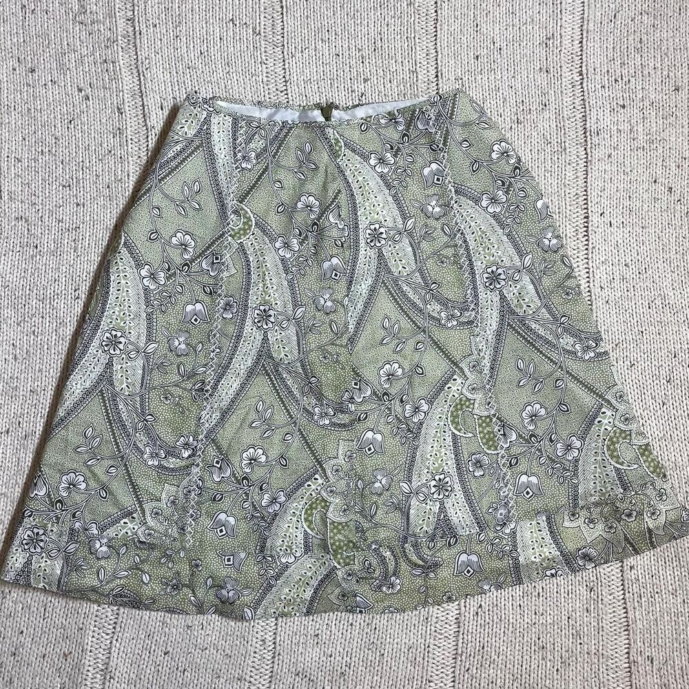 Ann-taylor Women's Green and White Skirt